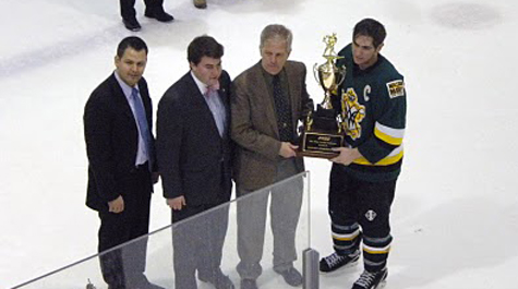 Accepting the trophy